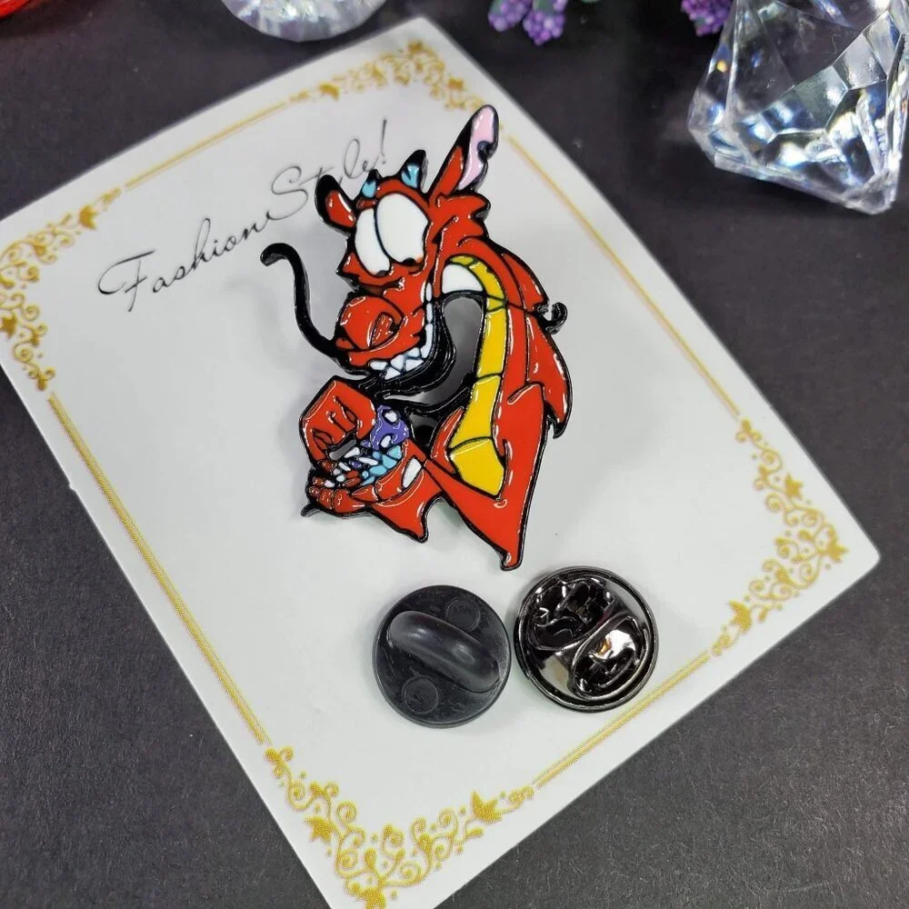 Mushu Dragon Lapel Pin Mulan Lucky Bug Brooch Badge Enamel Pin Accessories Gift